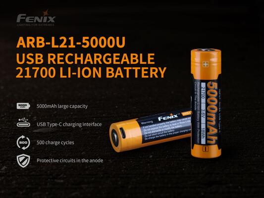 Fenix 21700 5000 mAh Li-Ion lanterna - KNIFESTOCK