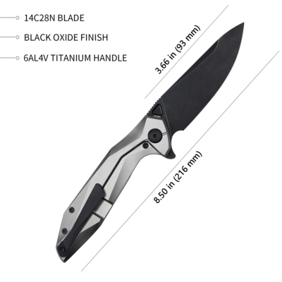 KUBEY Nova Couteau Pliant à Lame Flipper avec Verrouillage Frame Gris Manche en Titane 6AL4V KU235E - KNIFESTOCK