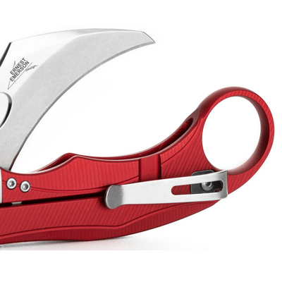 LionSteel L.E.One Mid - Stone Washed M390 Red Aluminum Handle - KNIFESTOCK