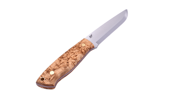 Brisa Trapper 115-curly birch Elmax Scandi Sheath Trapper 115 with firesteel BRS-073-2037-1580-2 - KNIFESTOCK