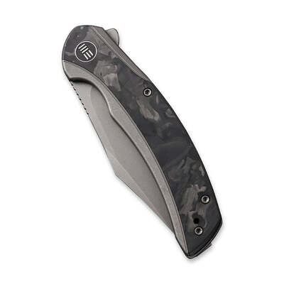 WE Snick Gray Titanium Handle With Marble Carbon Fiber Inlay Gray Stonewashed CPM-20CV Blade WE19022 - KNIFESTOCK