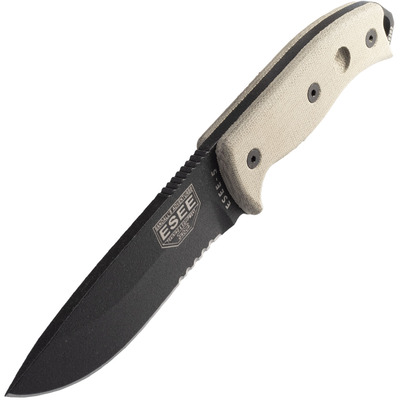 ESEE Knives ESEE-5S-E Combo Edge, Tan Micarta Handles, Black Kydex Sheath - KNIFESTOCK
