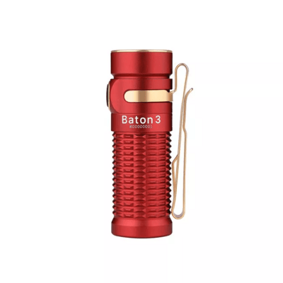 Olight Baton 3 Limited Premium Flashlight with Wireless Charging Case (Red 1200 Lumens) - KNIFESTOCK