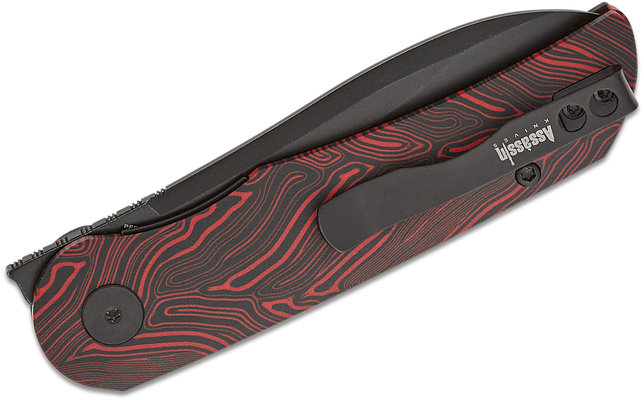 Petrified Fish PFE16 El Camino Black Stonewashed N690 Red Gmascus G10 PFE16RDMDW - KNIFESTOCK
