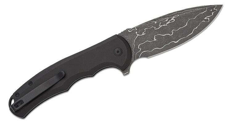 CIVIVI Black Aluminum Handle Damascus Blade Button Lock C18026E-DS1 - KNIFESTOCK