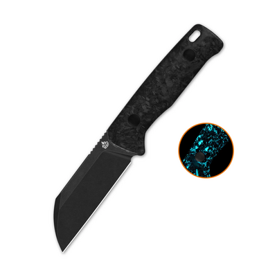 QSP Knife Baby Penguin  14C28N, black stonewash,  Blue  shredded CF QS130BP-F2 - KNIFESTOCK