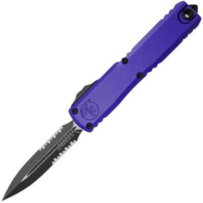 Microtech ULTRATECH GEN IV D/E BLACK PART SERRATE  PURPLE 11224-2PU - KNIFESTOCK