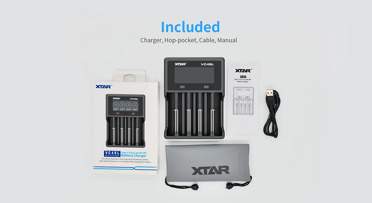 Xtar VC4SL-charger, QC3.0 USB cable - KNIFESTOCK