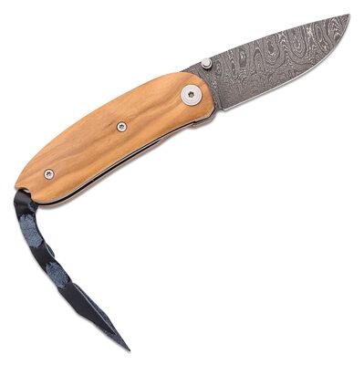 Lionsteel Mini Damascus Heinsgringla Olive wood handle, wood box 8210D UL - KNIFESTOCK