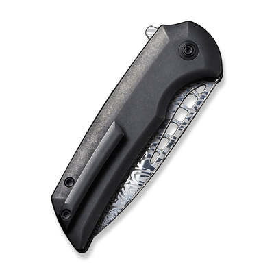 WE Mini Malice Black Titanium Handle Heimskringla Damasteel Blade WE054BL-DS1 - KNIFESTOCK