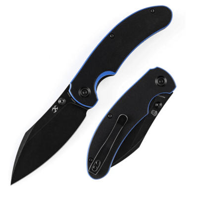 Kansept Nesstreet Black Stonewashed 154CM Blue and Black G10 Handles T1039A4 - KNIFESTOCK