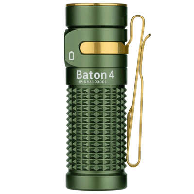 Olight Baton 4 Premium Edition Flashlight with Wireless Charging Case (OD Green, 1300 Lumens) - KNIFESTOCK