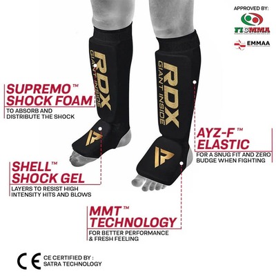 RDX HOSIERY SHIN INSTEP FOAM BLACK/GOLD XXL - KNIFESTOCK