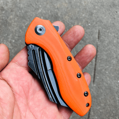 KANSEPT KTC3 Black TiCn Coated 154CM Orange G10 Handle T1031A4 - KNIFESTOCK