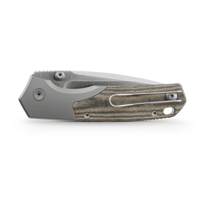 Vosteed Psyop 300 S35VN Satin, Zöld Norplex UltreX™ Micarta &amp; Titán Bolster A - KNIFESTOCK