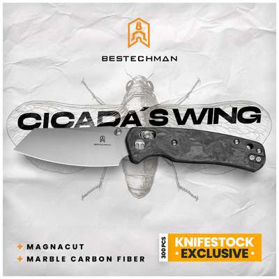 Bestechman Cicada&#039;s Wing, Magnacut + Marmor Süsinikkiud, KNFS Eksklusiivne, Piiratud Väljaanne 300tk - KNIFESTOCK