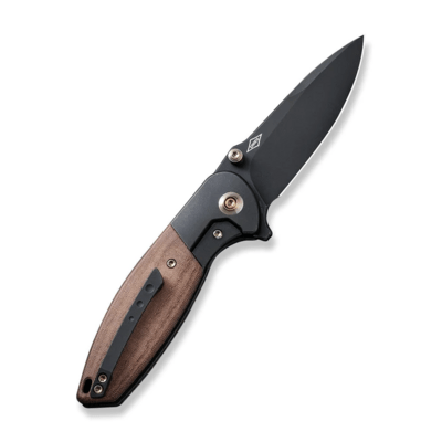 We Knife Nitro Mini Black Titanium Handle With Brown Linen Micarta Inlay WE22015-4 - KNIFESTOCK