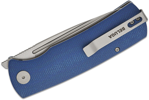 Petrified Fish PFP01 Beluga Stonewash K110 Blue Micarta PFP01BMWW - KNIFESTOCK