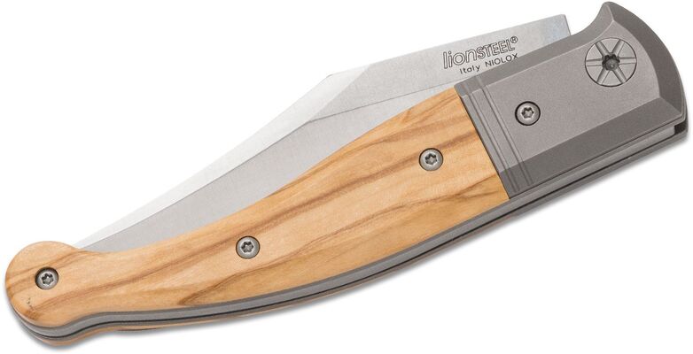 Lionsteel Gitano Niolox blade, Olive wood Handle, Titanium Bolster &amp; liners GT01 UL - KNIFESTOCK
