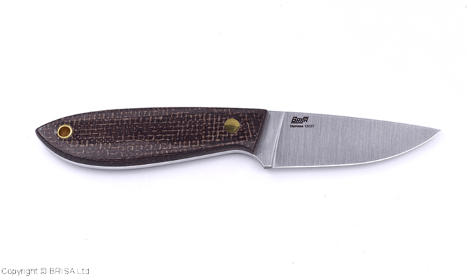 Brisa Bobtail 80-Bison micarta 12C27 Flat Sheath Bobtail 80 Leather BRS-036-9964-1550 - KNIFESTOCK