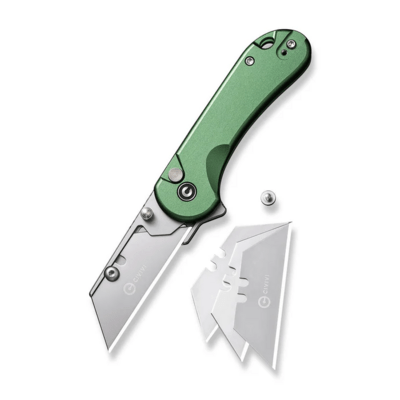 CIVIVI Elementum Utility Green Aluminum Handle Stonewashed S/S Blade Holder Plain - KNIFESTOCK