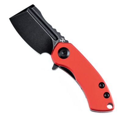 KANSEPT Mini Korvid 154CM Black Stonewashed Red Aluminum Handles T3030P3 - KNIFESTOCK