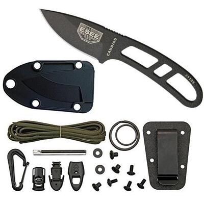 ESEE Knives Candiru Noir, Étui Noir + Kit, CAN-B-KIT-CS - KNIFESTOCK