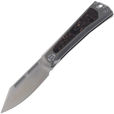 Kunwu nôž GEEZER BEAD BLAST GRAY TITANIUM/COPPER FIBER HANDLE ELMAX SATIN FINISH J708T-1   - KNIFESTOCK