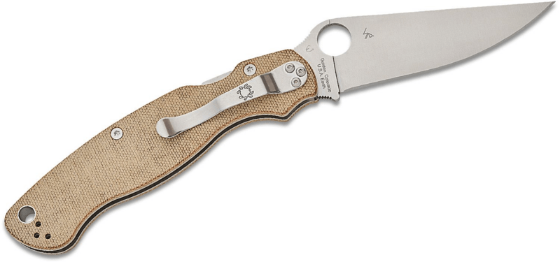 Spyderco Military 2 Brown Canvas Micarta CPM CRU-WEAR Reveal 14 C36MPCW2 - KNIFESTOCK