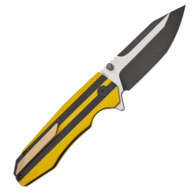 Petrified Fish PFP08 Mocado Fekete Stonewash K110 Sárga &amp; Fekete G10 PFP08YDW - KNIFESTOCK