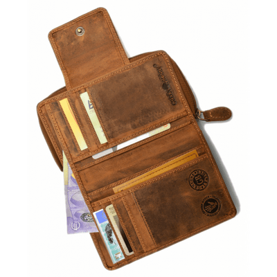 GreenBurry Vintage skórzana portmonetka z zamkiem błyskawicznym 1815-25 - KNIFESTOCK