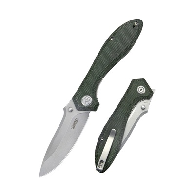 Kubey Ruckus Liner Lock Folding Knife Green Micarta Handle K314N - KNIFESTOCK