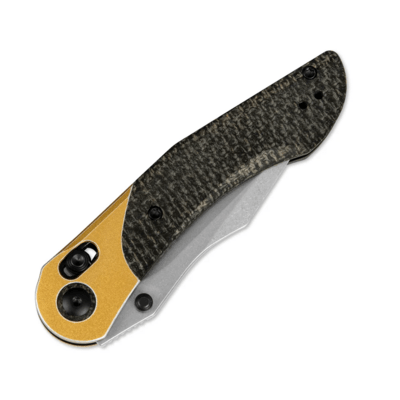 Kizer Clutch Lock Mini Mystic Paul Munko Nitro-V Aluminium+Burlap Micarta V3636A2 - KNIFESTOCK