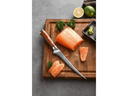 XINZUO B13R 7 Zoll Filetiermesser Natur Rosenholz mit dreifacher Nieten 67 Lagen Dam - KNIFESTOCK