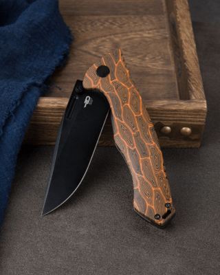 Bestech KEEN II S35VN, Black Stonewashed, Black orange G10+Titanium, Black+Orange BT2301F - KNIFESTOCK
