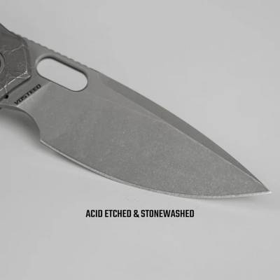 Vosteed Psyop Elmax Acid Etched &amp; Stonewashed,Dim Gray Titanium - KNIFESTOCK