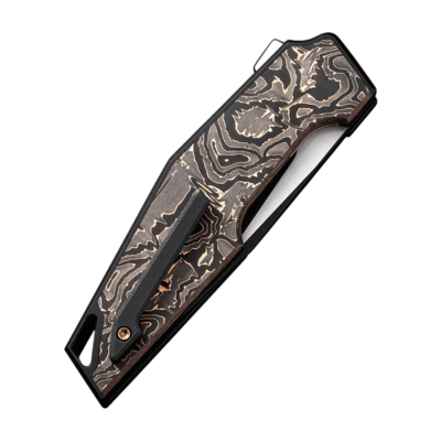 WE Black Titanium Integral Handle With Copper Foil Carbon Fiber Inlay Black Stonewashed CPM 20CV Bla - KNIFESTOCK