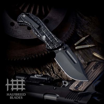 Halfbreed Blades Large Bush Folder - Folding Blade LBF-01 Gen-2 BLK - CPM 3V - KNIFESTOCK