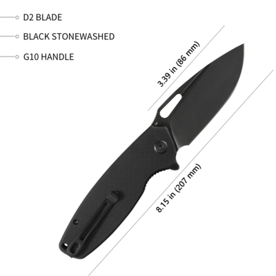 KUBEY Tityus Liner Lock Flipper Folding Knife Black G10 Handle KU322C - KNIFESTOCK