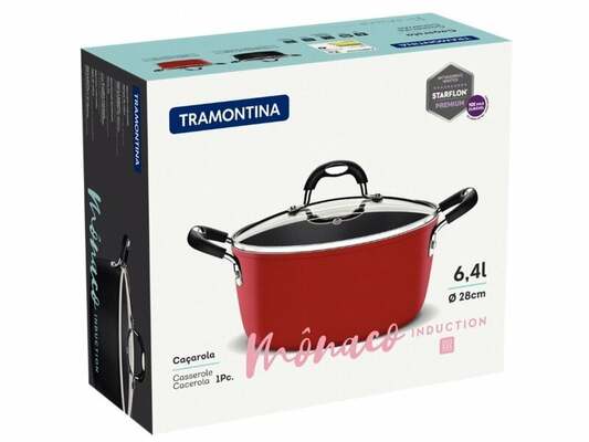 Tramontina Monaco Induction Casserole Pot 28cm/6,4l Red 28705/728 - KNIFESTOCK