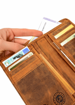 Portofel cu fermoar din piele vintage GreenBurry 1815-25 - KNIFESTOCK