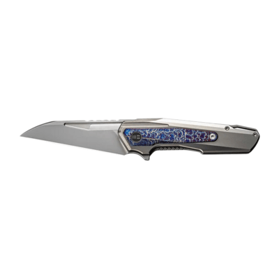 We Knife FalcariaPolished Bead Blasted Titanium Handle With Flamed Titanium Inla - KNIFESTOCK