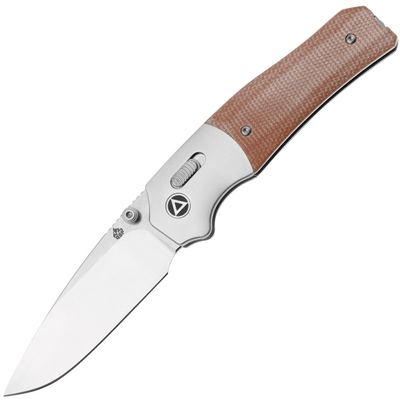 QSP Knife Vault 14C28N, stonewashed Anodized aluminium bolsters, Tan micarta QS157-C1 - KNIFESTOCK