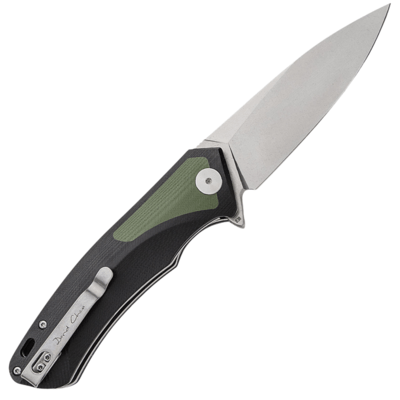Petrified Fish PF838 Pub Stonewashed D2 Green G10 With Black G10 PF838GRW - KNIFESTOCK
