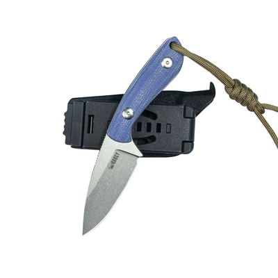 Kubey Bloom Fixed Blade Knife Blue Micarta Handle 2.60&quot; Beadblast 14C28N Blade KU411B - KNIFESTOCK