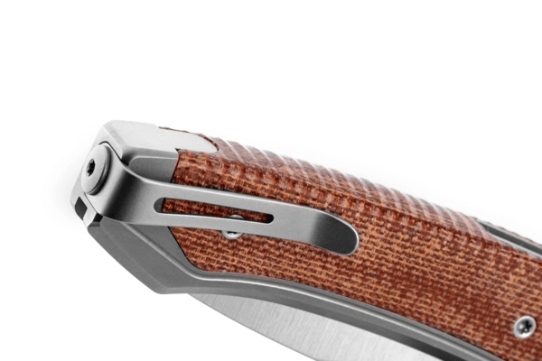 LionSteel Twain CPM MagnaCut Satin, Gray Titanium / Natural Canvas Micarta Handles TW GY CVN - KNIFESTOCK