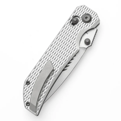 TENABLE KNIVES Eaglestrike Stonewashed Nitro-V 0.118&quot; / 3.0mm Silver Anodized Aluminum T1095V4 - KNIFESTOCK
