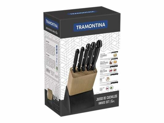 Tramontina Ultracorte 6-Piece Block Set, Black 23899/077 - KNIFESTOCK