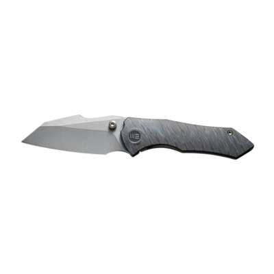 WE High-Fin Tiger Stripe Pattern Flamed Titanium Handle Gray Stonewashed CPM 20CV Blade WE22005-4 - KNIFESTOCK