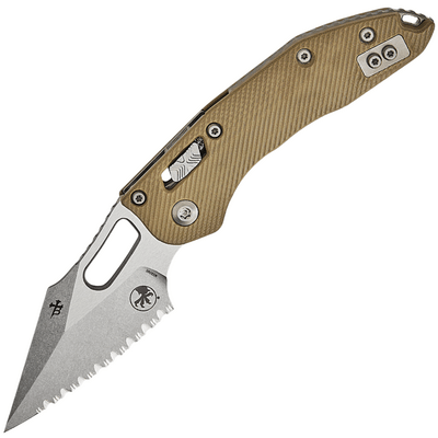 Microtech STITCH RAM LOK S/E STONEWASH FULL SERRATE FLUTED G-10 TAN 169RL-12FLGT - KNIFESTOCK
